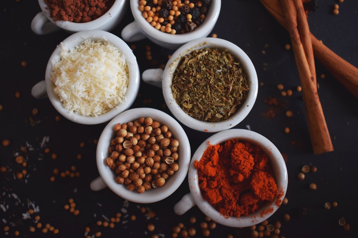Indian spices including turmeric, cumin and coriander